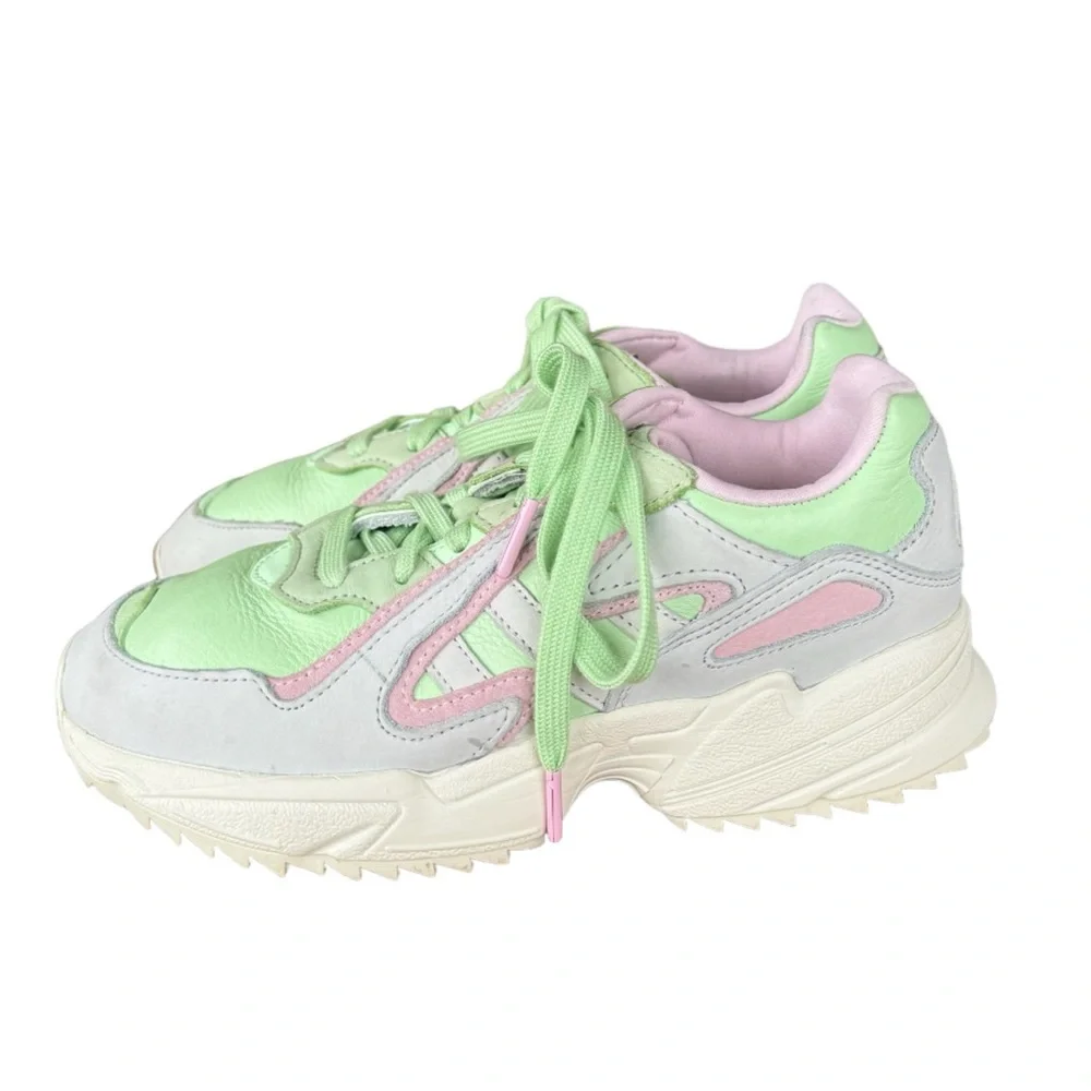 ADIDAS TORISON YUNG-96 CHASM MINT GREEN LEATHER LOW WOMEN’S TRAINERS SIZE 6